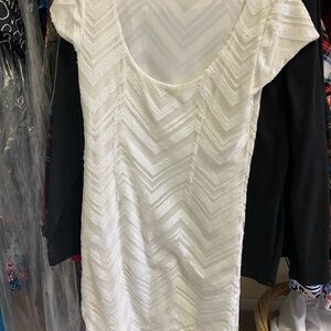 White House Black Market White Chevron Mini Dress